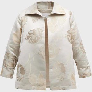 Caroline Rose - Tonal Floral Print 3/4 Sleeve Jacquard Jacket